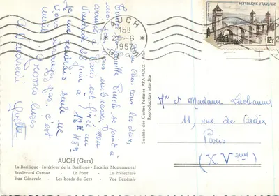 Auch — Lembrete de Auch — Sociedade das Cartas Postais APA-POUX — Verso