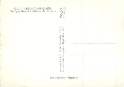 Vaison-la-Romaine — Vestígios Romanos - Ruínas de Glanum — Éditions S.F.P.T. — Verso