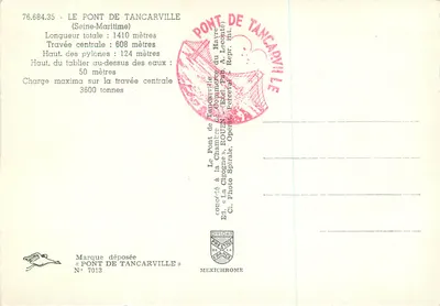 Ponte de Tancarville — Seine-Maritime — Editor IRIS, N° 7013 — Verso