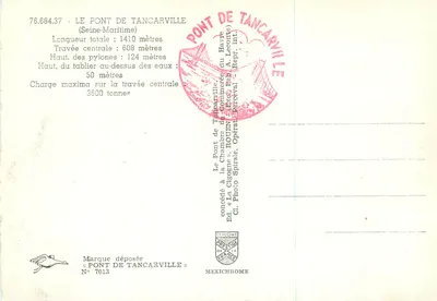 Ponte de Tancarville — Seine-Maritime — editor IRIS, n° 76.684.37 — Verso