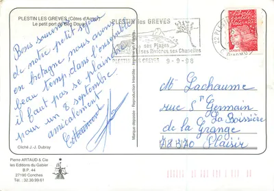 Plestin-les-Grèves — A pequena enseada de Bég Douar — Éditions du Gabier, B.P. 44 — Verso