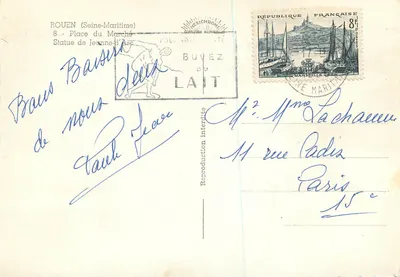 Rouen — Praça do Mercado — Estátua de Joana d'Arc — editor CD — Verso