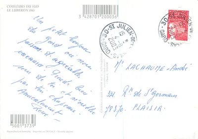 O Luberon — Provence — Edições Claude Pastor, n° 5001 — Verso