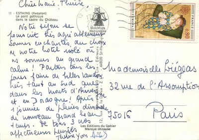 Estain (Aveyron) — O ponte gótico no cenário do castelo — Les Éditions du Gabier, n°11 — Verso