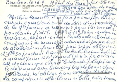 Bourbon-l'Archambault — Ruínas do castelo — Edições 'La Cigogne' — Verso