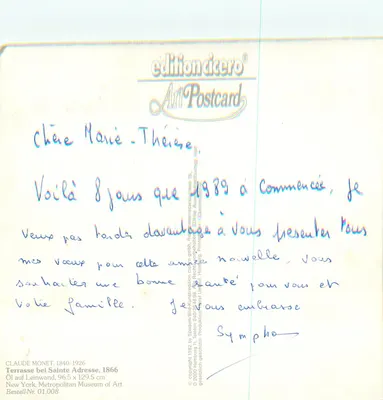 Terrasse bei Sainte Adresse — Claude Monet, 1866 — cicero Art Postcard Edition — Rückseite