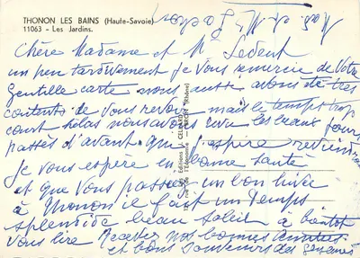 Thonon-les-Bains — Ogród — Wydawnictwo J. Célard (Rhone) — Rewers