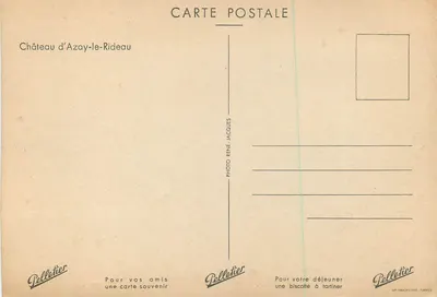Zamek Azay-le-Rideau — widok panoramiczny — Pelletier, Nantes — Rewers