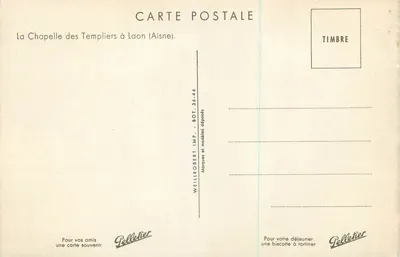 Kaplica Templariuszy w Laon (Aisne) — wydawca Pelletier, nr BOT 36-46 — Rewers