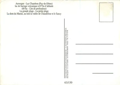 Lago Chambon – Auvergne — Éditions Debasseieux, n°63/150 — Reverso