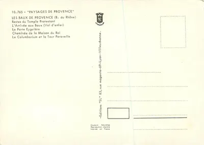 Les Baux-de-Provence — Bouches-du-Rhône — Editore Lyoncolor, n° 10.765 — Verso
