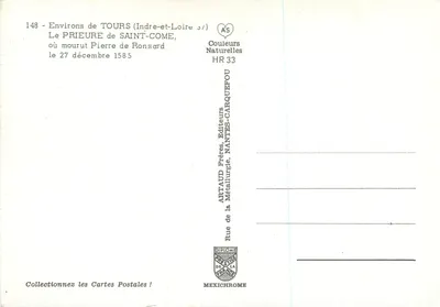 Klasztor Świętego Komu — Okolice Tours (Indre-et-Loire) — Artaud Frères, Nantes — Rewers