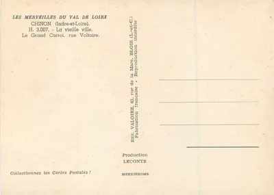 Chinon — A velha cidade — Editado por VALOIRE — Verso