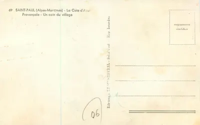Saint-Paul (Alpes-Maritimes) — Kąt wioski — Wydawnictwo Le Ménestrel — Rewers