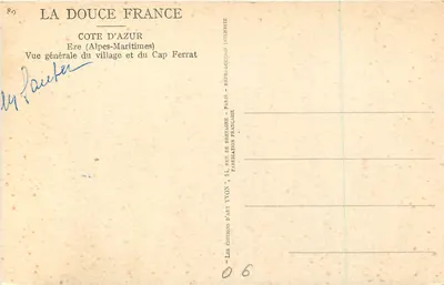 Eze (Alpes-Maritimes) — Ogólny widok wsi i Kapitana Ferrat — Wydawnictwo Art Yvon — Rewers