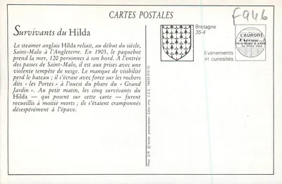 Saint-Malo — Os Sobreviventes do "Hilda" — Naufrágio do 19 de novembro de 1905 — Verso