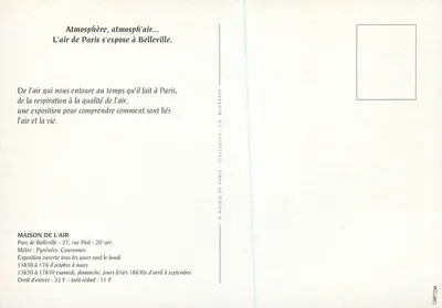 Casa do Ar — exposição em Paris — Mairie de Paris — Verso