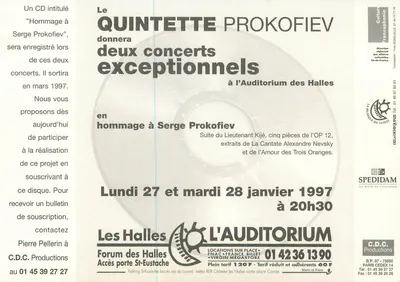 Quintet Prokofiev — Eerbetoon aan Serge Prokofiev — Cultuur Francophonie — Achterkant