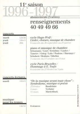Musica al Museo d'Orsay — concerti, concerti-letture, musica per i giovani — editore M'O, numero di serie non visibile — Verso