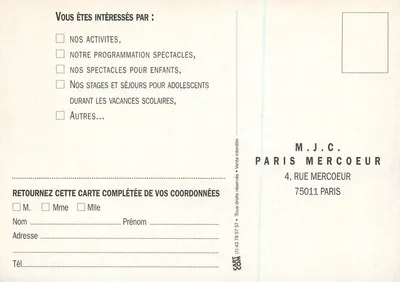 Casa dos Jovens e da Cultura Paris-Mercœur — um espaço para todos — Prefeitura de Paris — Verso