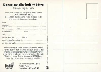 Dança no Teatro Dix-Huit — programação junho 1995 — Teatro Dix-Huit — Verso