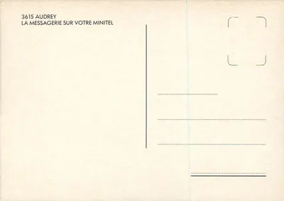 Audrey — reclame voor Minitel — «CUM» Paritaire Commissie N°68275 — Achterkant