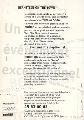 Bernstein on the Town — Orkiestra Concerts Lamoureux — kierownictwo Yutaka Sado — Rewers