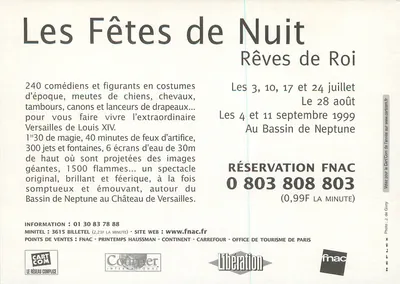 Castelo de Versailles — As Fiestas da Noite Sonhos do Rei — edição Cart'Com — Verso