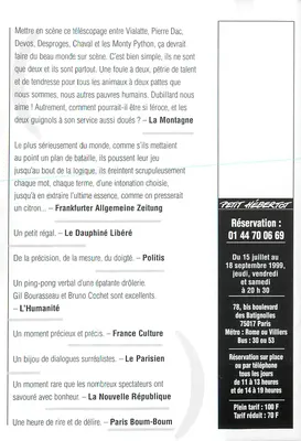 Enquanto Esperamos Grouchy — Diálogos de Roland Dubillard — L'Art mobile apresenta — Verso
