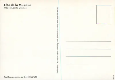 Feest van de Muziek — 21 juni 1995 — sacem, arte, le Parisien, Culture Francophonie — Achterkant