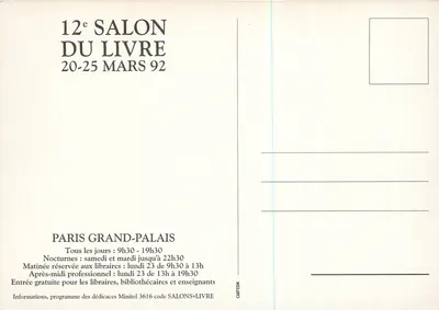 12e Boekensalon — Parijs, Grand Palais — Syndicat National de l'Édition — Achterkant