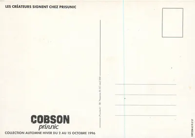 Cobson — Prisunic — Coleção Outono-Inverno 1996 — Verso