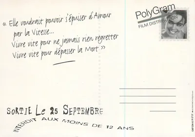 A Toute Vitesse — Promotieplak van de film — PolyGram Film Distribution — Achterkant