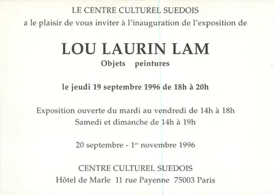A Liberdade é uma senhora muito cansada — exposição Lou Laurin Lam — Centro Cultural Sueco — Verso