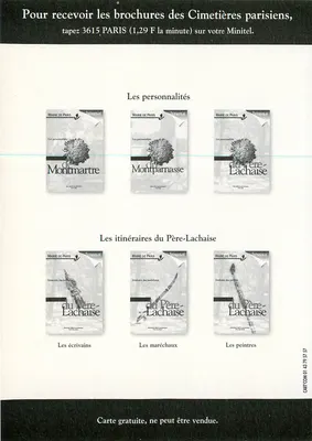 Os Cemitérios de Paris — as concessões, as personalidades, os itinerários — Mairie de Paris — Verso