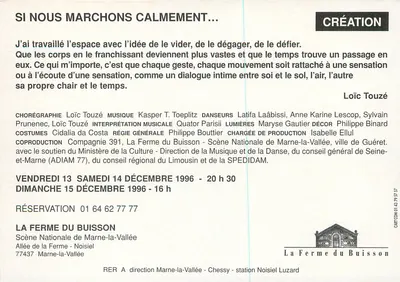 Si caminamos tranquilamente... — Coreografía de Loïc Touzé — Creación en La Ferme du Buisson — Reverso