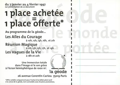As Asas do Coragem — sessão na Géode — oferta de 1 bilhete grátis — Verso