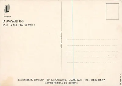 Parigi - Vacanze alla Maison du Limousin — La Maison du Limousin, 30 rue Caumartin — Verso