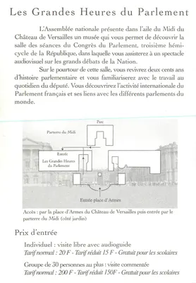 Le Grandi Ore del Parlamento — Museo a Versailles — presentazione dall'Assemblée Nationale — Verso