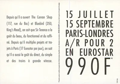 Eurostar — Sir Terence Conran — The Conran Shop & Bluebird — Verso