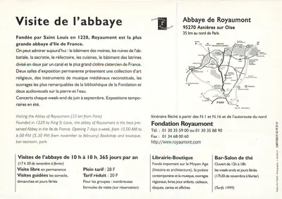 Royaumont — Abadia Real do Século XIII — Fundação Royaumont — Verso