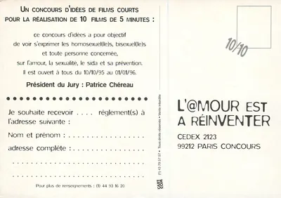 L'@mour est à réinventer — Concurso de ideas para cortos — Lesbian & Gay Pride Films & Sida Info Service — Reverso