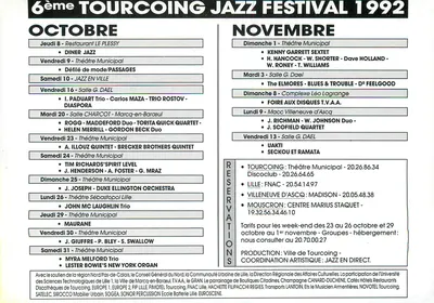 Festival de Jazz de Tourcoing — 6ª edição 1992 — Cidade de Tourcoing — Verso