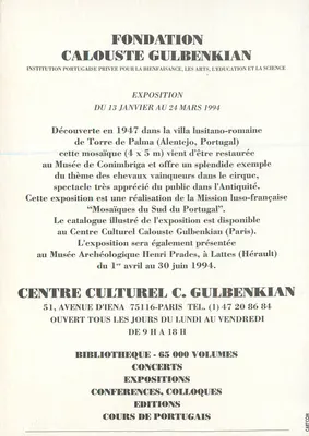 Cavalos vencedores — uma mosaica de Torre de Palma (Portugal) — Fundação Calouste Gulbenkian — Verso