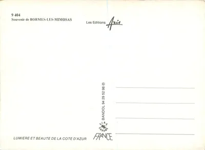 Bormes-les-Mimosas — Świetłość i piękno Côte d'Azur — Wydawnictwo Aris, nr 9 404 — Rewers