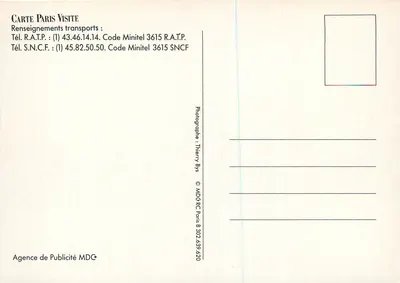 Calçados reais — Publicidade para a Carte Paris Visite — R.A.T.P. e S.N.C.F. — Verso