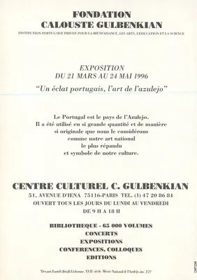 Portuguese Azulejos — Exhibition in Paris — Fondation Calouste Gulbenkian — Back