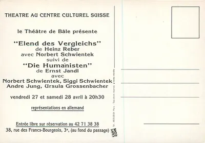 Theatre at the Swiss Cultural Centre — Performances by Heinz Reber and Ernst Jandl — Back
