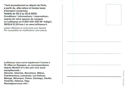 Paris - Madrid — Voo direto Lufthansa — publicidade aérea — Verso