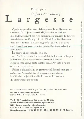 Ausstellung Großzügigkeit — Auswahl von Jean Starobinski — Musée du Louvre — Rückseite
